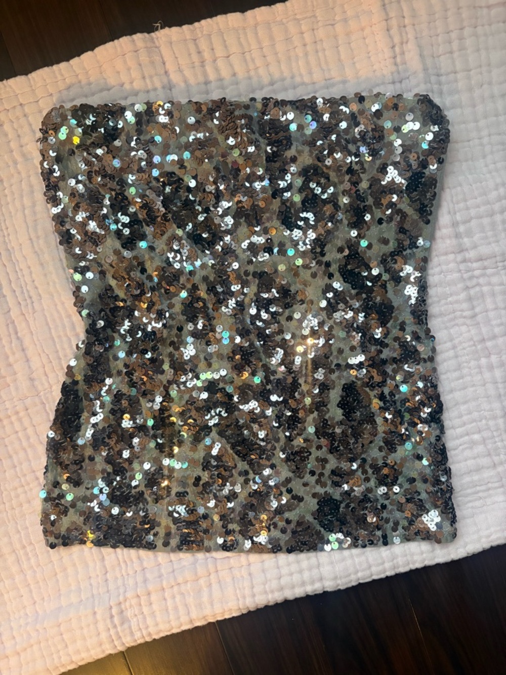 EXPRESS Silver Sequin Strapless Tube Top